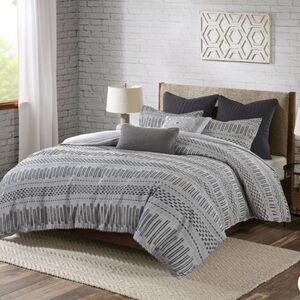 Ink + Ivy‎ Rhea Cotton Jacquard Duvet Cover & Sham 3pc Set New